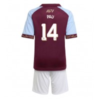 Aston Villa Pau Torres #14 Domáci Detský futbalový dres 2025-26 Krátky Rukáv (+ trenírky)